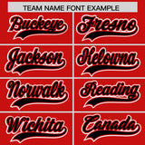 Custom Red Black Color Block Personalized Side Dotted Line Authentic Baseball Jersey