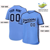 Custom Light Blue Navy Color Block Personalized Side Dotted Line Authentic Baseball Jersey