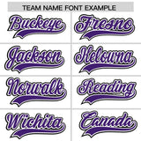 Custom White Purple Color Block Personalized Side Dotted Line Authentic Baseball Jersey
