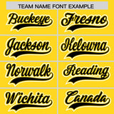 Custom Gold Black Color Block Personalized Side Dotted Line Authentic Baseball Jersey