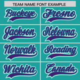 Custom Aqua Purple Color Block Personalized Side Dotted Line Authentic Baseball Jersey