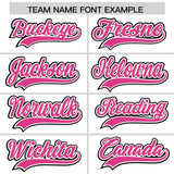 Custom White Pink Color Block Personalized Side Dotted Line Authentic Baseball Jersey
