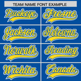 Custom Royal Gold Color Block Personalized Side Dotted Line Authentic Baseball Jersey