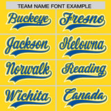 Custom Gold Royal Color Block Personalized Side Dotted Line Authentic Baseball Jersey