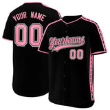 Custom Black Light Pink Color Block Personalized Side Dotted Line Authentic Baseball Jersey