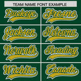 Custom Green Old Gold Color Block Personalized Side Dotted Line Authentic Baseball Jersey