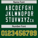Custom Green Old Gold Color Block Personalized Side Dotted Line Authentic Baseball Jersey