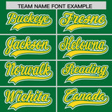 Custom Kelly Green Gold Color Block Personalized Side Dotted Line Authentic Baseball Jersey