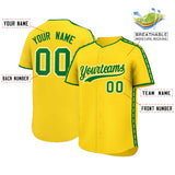Custom Gold Kelly Green Color Block Personalized Side Dotted Line Authentic Baseball Jersey
