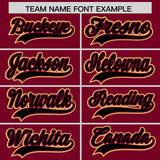 Custom Crimson Black Color Block Personalized Side Dotted Line Authentic Baseball Jersey