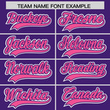 Custom Purple Pink Color Block Personalized Side Dotted Line Authentic Baseball Jersey