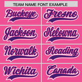 Custom Pink Purple Color Block Personalized Side Dotted Line Authentic Baseball Jersey