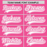 Custom Pink White Color Block Personalized Side Dotted Line Authentic Baseball Jersey