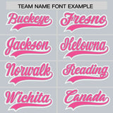 Custom Silver Pink Color Block Personalized Side Dotted Line Authentic Baseball Jersey