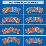 Custom Royal Orange Color Block Personalized Side Dotted Line Authentic Baseball Jersey