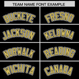 Custom Black Old Gold Color Block Personalized Side Dotted Line Authentic Baseball Jersey