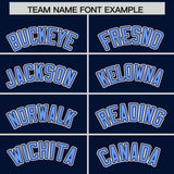 Custom Navy Light Blue Color Block Personalized Side Dotted Line Authentic Baseball Jersey