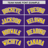 Custom Purple Gold Color Block Personalized Side Dotted Line Authentic Baseball Jersey