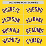 Custom Gold Purple Color Block Personalized Side Dotted Line Authentic Baseball Jersey