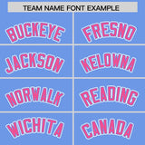 Custom Light Blue Pink Color Block Personalized Side Dotted Line Authentic Baseball Jersey
