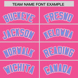 Custom Pink Light Blue Color Block Personalized Side Dotted Line Authentic Baseball Jersey