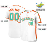 Custom White Orange Color Block Personalized Side Dotted Line Authentic Baseball Jersey