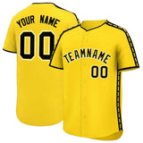 Custom Gold Black Color Block Personalized Side Dotted Line Authentic Baseball Jersey