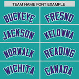 Custom Aqua Purple Color Block Personalized Side Dotted Line Authentic Baseball Jersey