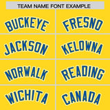 Custom Gold Royal Color Block Personalized Side Dotted Line Authentic Baseball Jersey