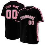Custom Black Light Pink Color Block Personalized Side Dotted Line Authentic Baseball Jersey