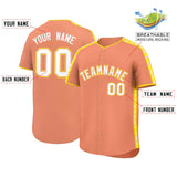 Custom Light Orange Gold Color Block Personalized Side Dotted Line Authentic Baseball Jersey