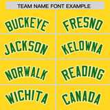Custom Gold Kelly Green Color Block Personalized Side Dotted Line Authentic Baseball Jersey