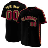 Custom Black Crimson Color Block Personalized Side Dotted Line Authentic Baseball Jersey