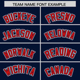 Custom Navy Red Color Block Personalized Side Dotted Line Authentic Baseball Jersey
