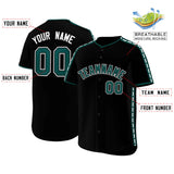 Custom Black Midnight Green Color Block Personalized Side Dotted Line Authentic Baseball Jersey