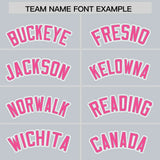 Custom Silver Pink Color Block Personalized Side Dotted Line Authentic Baseball Jersey