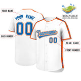 Custom White Orange Color Block Personalized Side Dotted Line Authentic Baseball Jersey