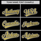 Custom Black Old Gold Color Block Personalized Side Dotted Line Authentic Baseball Jersey