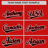 Custom Red Black Color Block Personalized Side Dotted Line Authentic Baseball Jersey