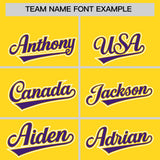 Custom Gold Purple Color Block Personalized Side Dotted Line Authentic Baseball Jersey