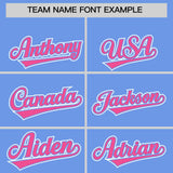 Custom Light Blue Pink Color Block Personalized Side Dotted Line Authentic Baseball Jersey