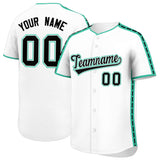Custom White Bright Green Color Block Personalized Side Dotted Line Authentic Baseball Jersey