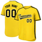 Custom Gold Black Color Block Personalized Side Dotted Line Authentic Baseball Jersey