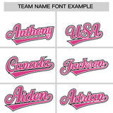 Custom White Pink Color Block Personalized Side Dotted Line Authentic Baseball Jersey