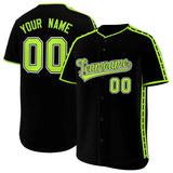Custom Black Light Green Color Block Personalized Side Dotted Line Authentic Baseball Jersey