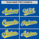Custom Royal Gold Color Block Personalized Side Dotted Line Authentic Baseball Jersey