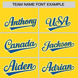 Custom Gold Royal Color Block Personalized Side Dotted Line Authentic Baseball Jersey