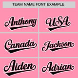 Custom Light Pink Black Color Block Personalized Side Dotted Line Authentic Baseball Jersey