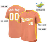 Custom Light Orange Gold Color Block Personalized Side Dotted Line Authentic Baseball Jersey