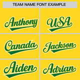 Custom Gold Kelly Green Color Block Personalized Side Dotted Line Authentic Baseball Jersey